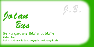 jolan bus business card